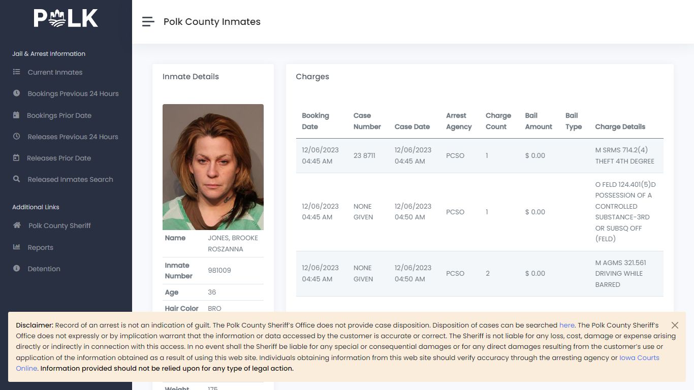Inmate Details - Polk Inmates